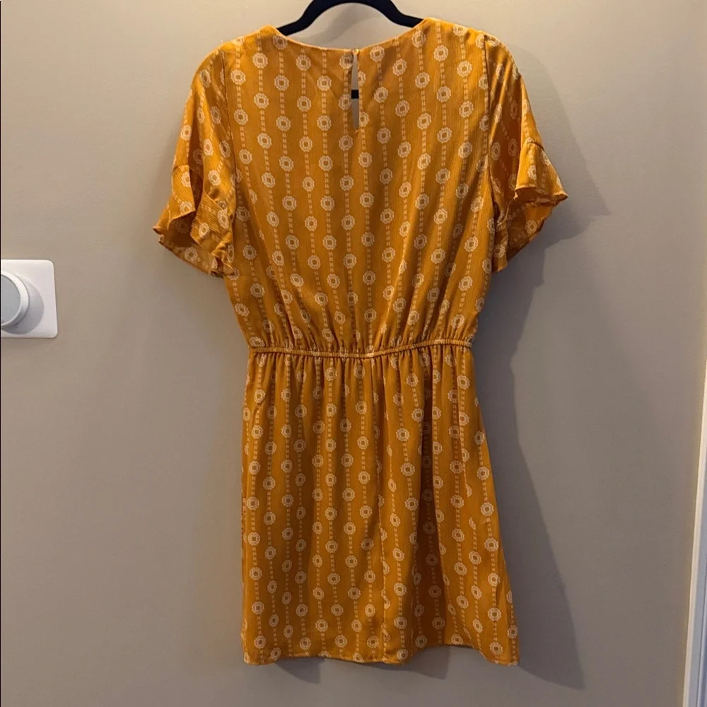 Francesca's Collections Mustard Patterned Mini Dress - Picture 3 of 3